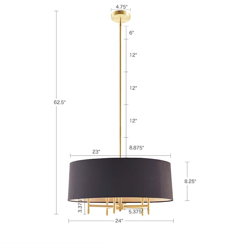 Madison Park Signature Presidio 5-Light Dimmable Chandelier with Drum-shaped Fabric Shade & Adjustable Height