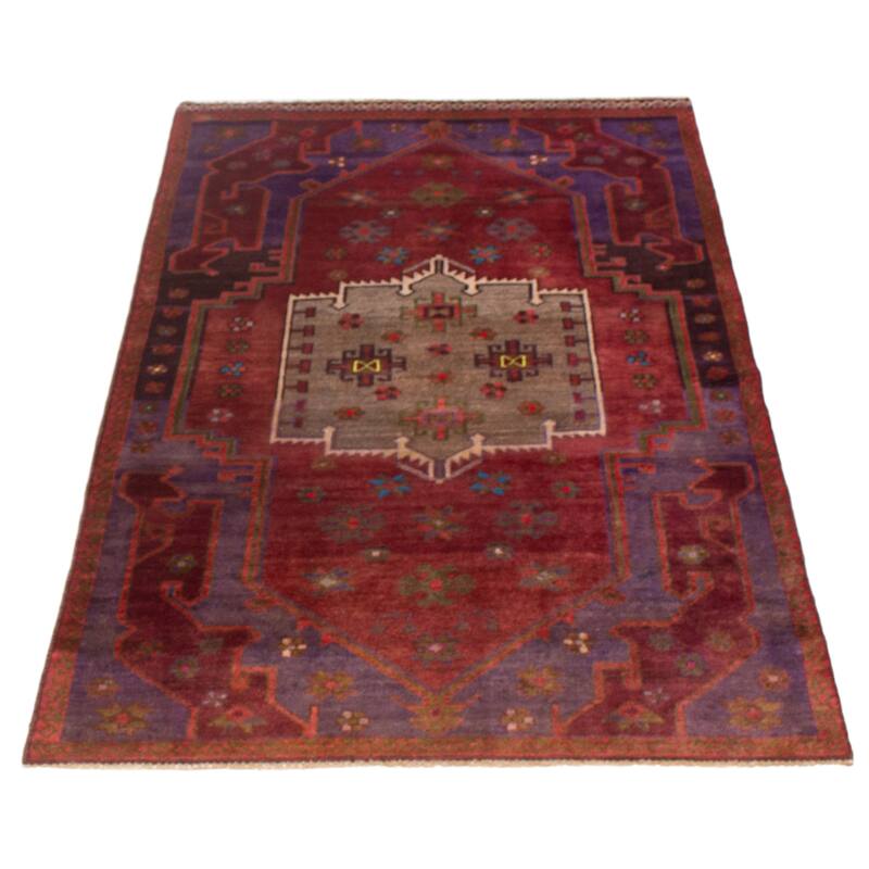 ECARPETGALLERY Hand-knotted Anadol Dark Red Wool Rug - 4'3 x 6'10