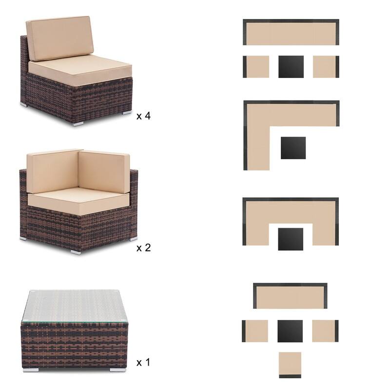 Gereja PE Rattan 7-piece Outdoor Sectional Sofa Set by Havenside Home