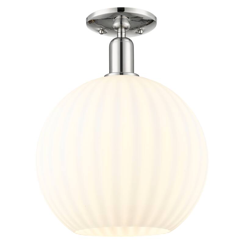 Innovations Lighting Endless Possibilities Arcadia - White Venetian - 1 Light 12" Semi-Flush Mount - Polished Nickel