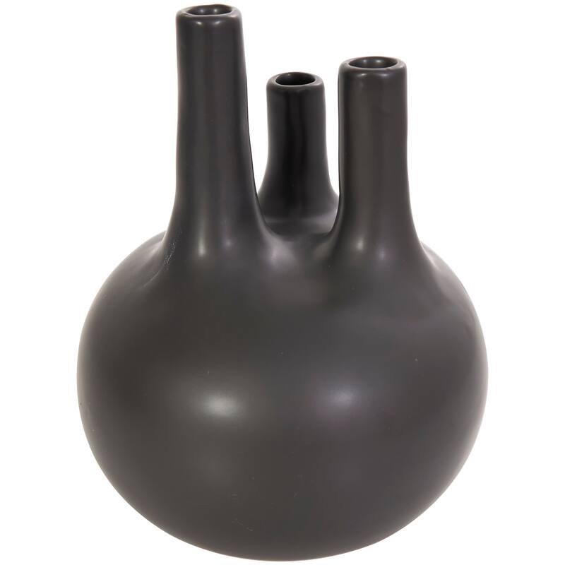 CosmoLiving by Cosmopolitan Black or White Ceramic Round Bud Vase with Multiple Openings (Set of 3)
