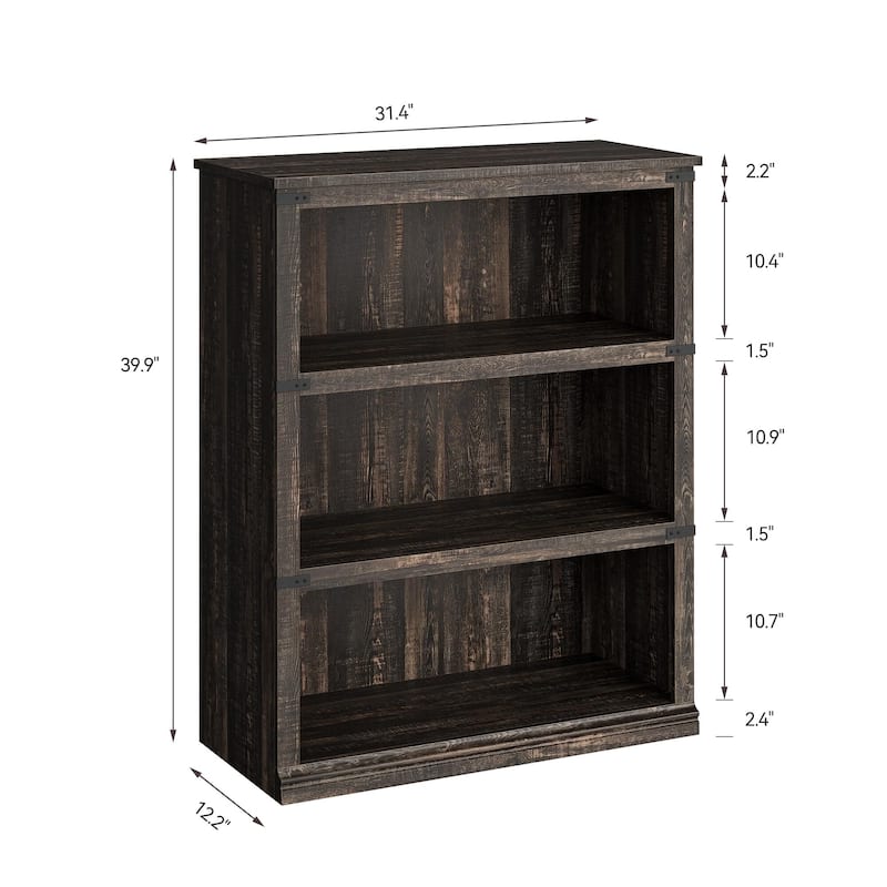 3 Tier Bookcase, Freestanding Wooden Bookshelf Storage Organizer Display Shelf