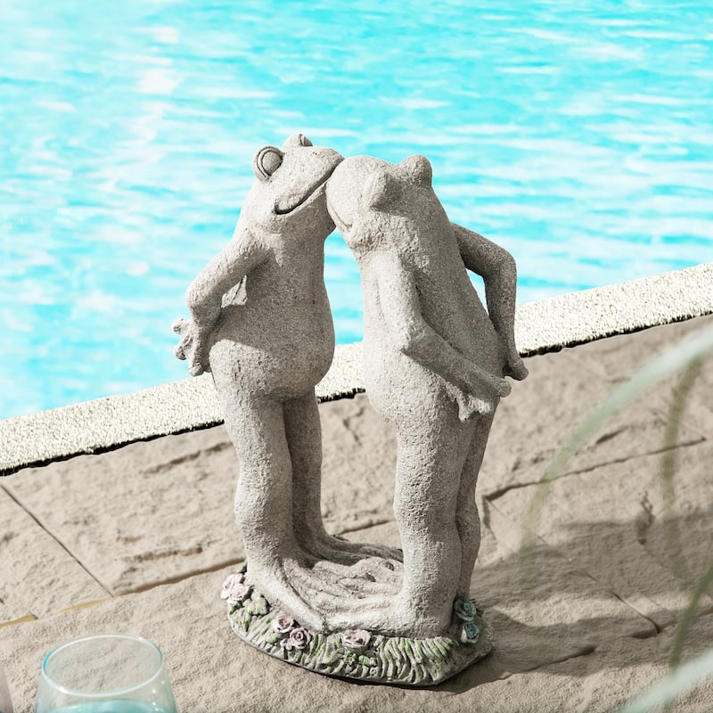 Glitzhome 15.25''H Resin Two Kissing Frog Statue