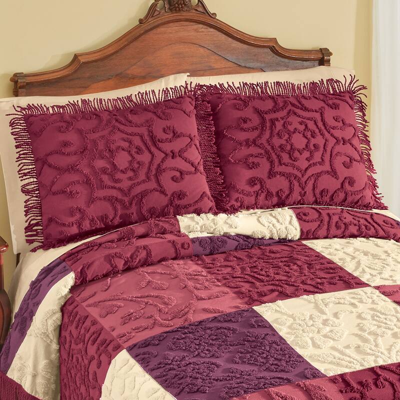 Patchwork Style Textured Chenille Fringe Border Pillow Sham - Multicolor - Sham
