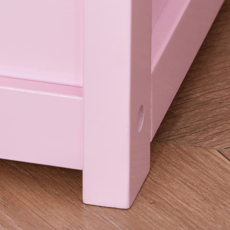 Qaba 2-IN-1 Wooden Toy Box Kids Seat Bench Storage Chest Cabinet Chunk Cube with Safety Pneumatic Rod