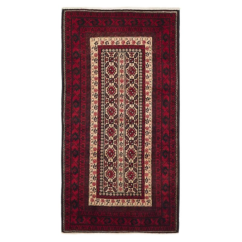 ECARPETGALLERY Hand-knotted Teimani Beige, Red Wool Rug - 3'5 x 6'8