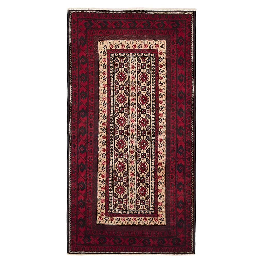 ECARPETGALLERY Hand-knotted Teimani Beige, Red Wool Rug - 3'5 x 6'8