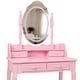 preview thumbnail 4 of 3, Pink Princess Vanity Desk Set with Cushioned Stool& Light Modes,4-Drawer