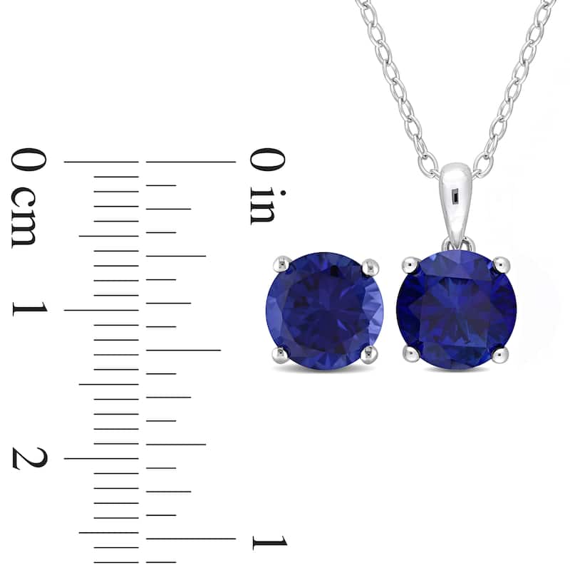 Miadora Gemstone Birthstone Earrings and Necklace Set Sterling Silver