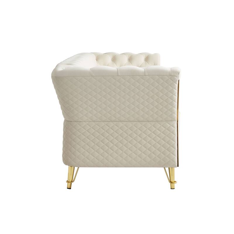 Modern Tufted Velvet Sofa 87.4 inch for Living Room