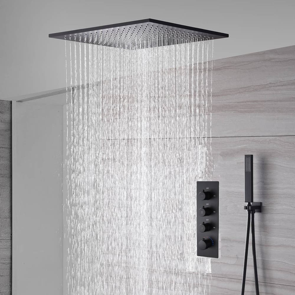 20inch ceiling mount rainfall waterfall shower systems 3 way thermostatic shower faucet - 7'6" x 10'9"