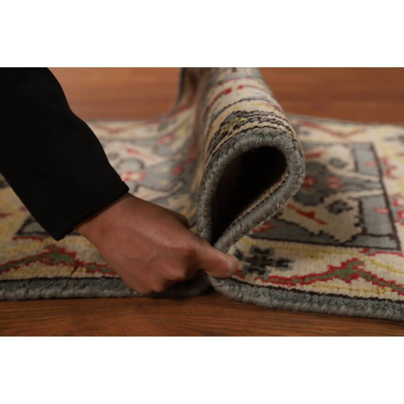 Geometric Oushak Foyer Rug Handmade Oriental Wool Carpet - 2'0"x 3'0"