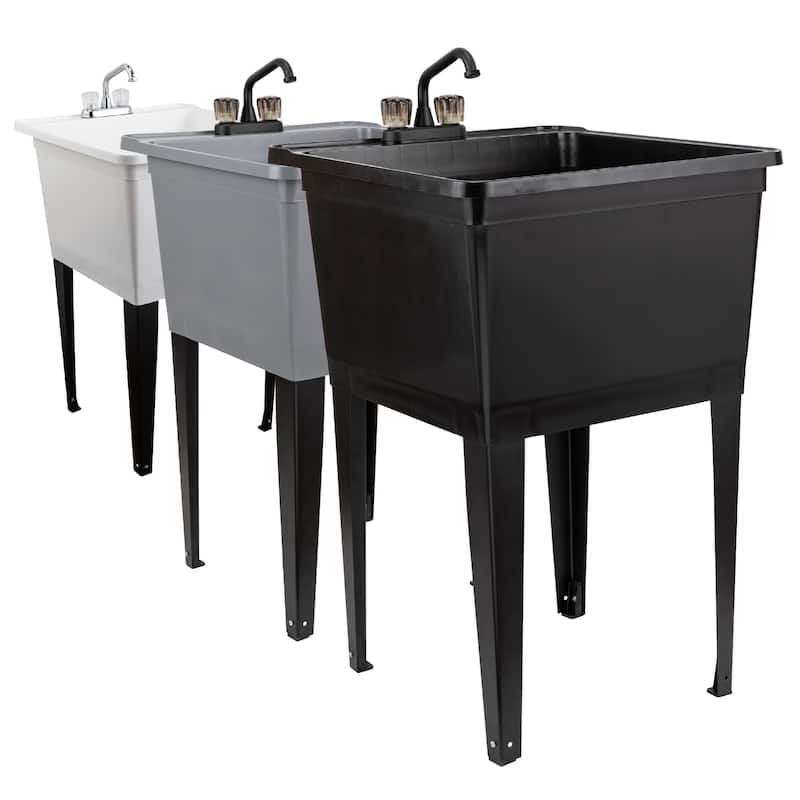 TEHILA 21-Gallon Utility Sink 22.88 in. W with 2-Knob Faucet