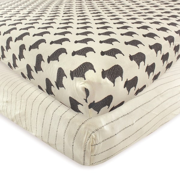 slide 1 of 1, Hudson Baby Infant Cotton Fitted Crib Sheet, Sheep - One Size One Size - Sheep