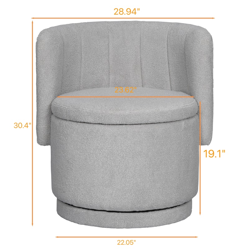 Boucle Fabric Swivel Accent Chair wStorage Space,for Living Room,Gray