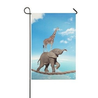 Overstock Elephant And Giraffe Garden Flag Banner Decorative Flag
