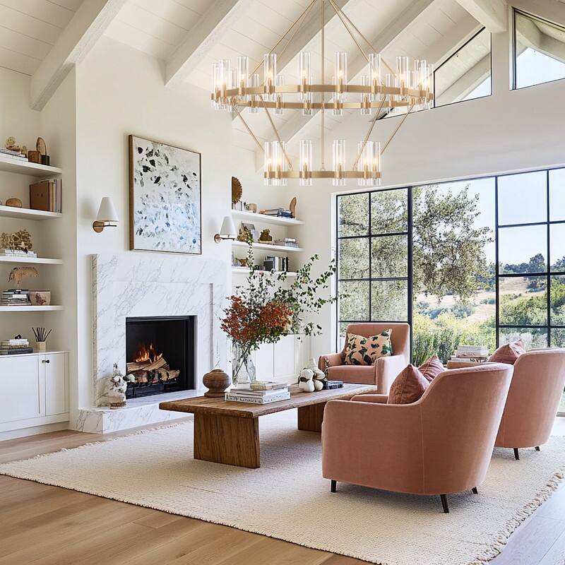 KAYLA 60in 30-Lights Gold Luxury Wagon Wheel Chandelier