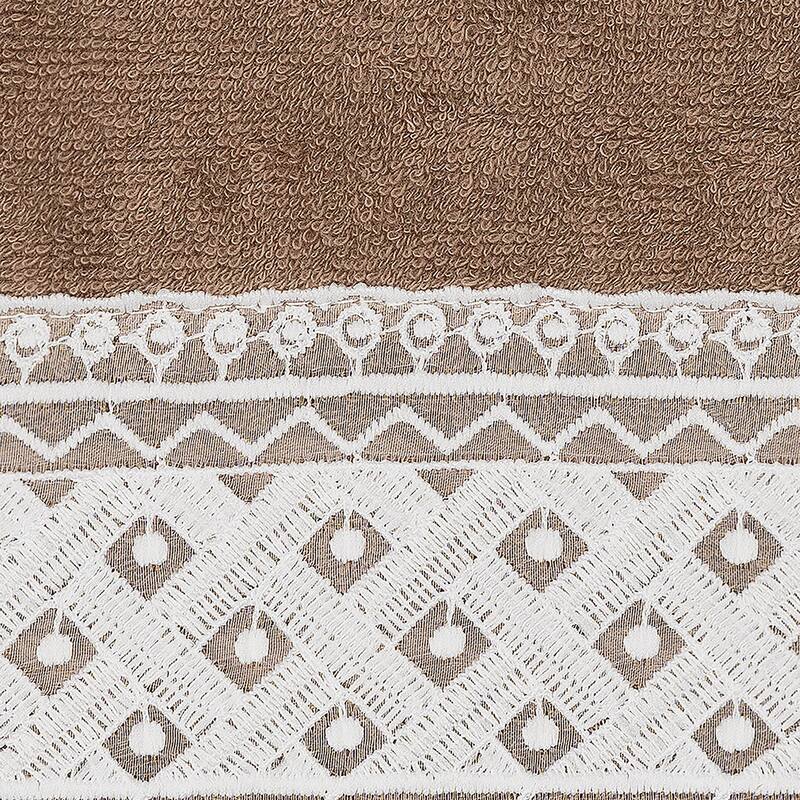 Authentic Hotel and Spa 100% Turkish Cotton Aiden 3PC White Lace Embellished Towel Set