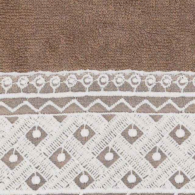 Authentic Hotel and Spa 100% Turkish Cotton Aiden White Lace Embellished Hand Towel