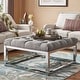 preview thumbnail 6 of 19, Solene Square Base Ottoman Coffee Table - Chrome by iNSPIRE Q Bold Grey Linen- Button Tufts
