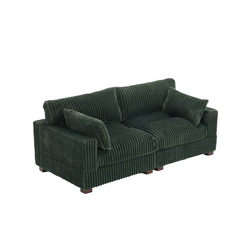 Upholstered Plush Flannel Modular Sectional Sofa with Pillows,Ajustable Headrest
