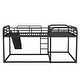 preview thumbnail 8 of 16, 4 Beds in 1 Kids Bed Full and Twin Size Metal L-Shaped Bunk Bed with Slide and Short Ladder Kids Furniture, Black
