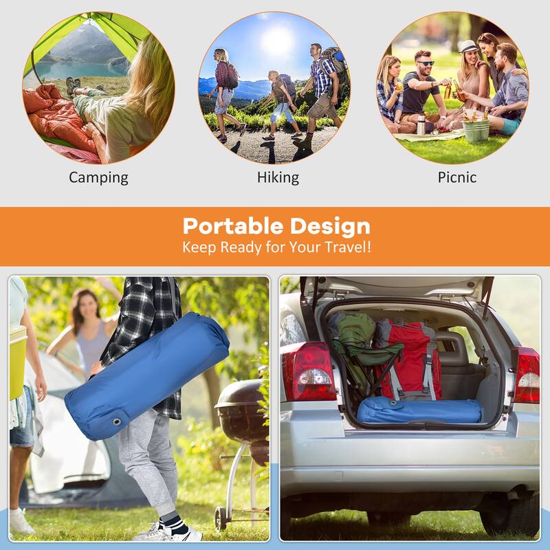 Goplus Folding Sleeping Pad, Self Inflating Camping Mattress with
