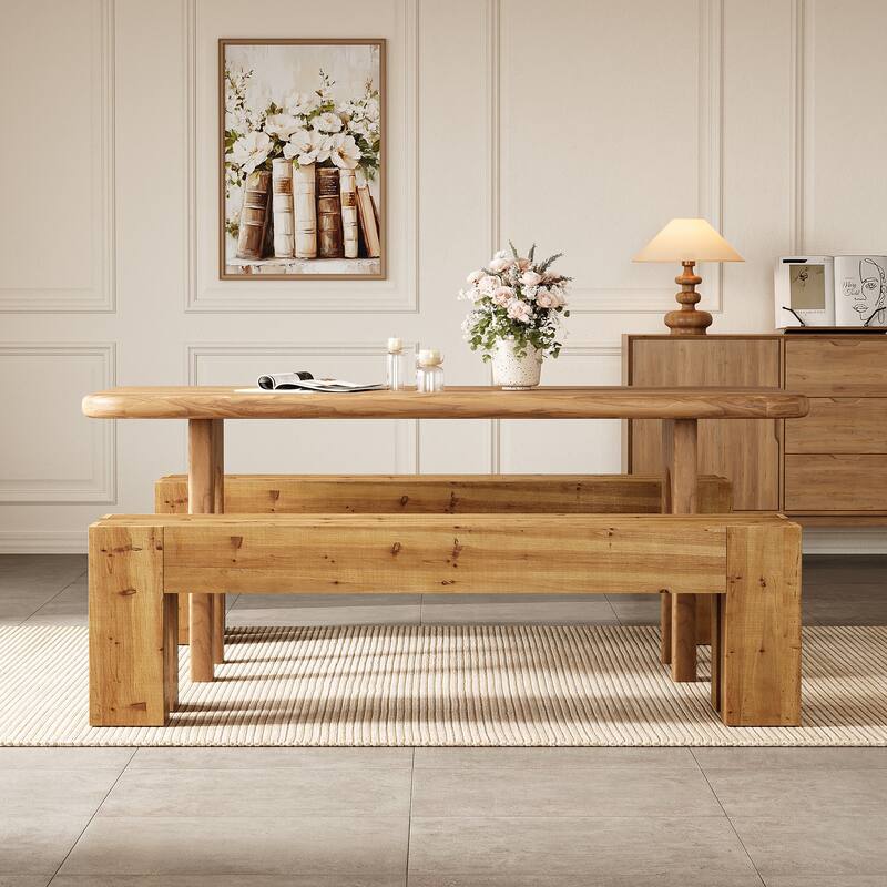 Solid Wood Dining Bench, 63" Extra Long Kitchen Table Bench for Dining Room, Kitchen, Restaurant