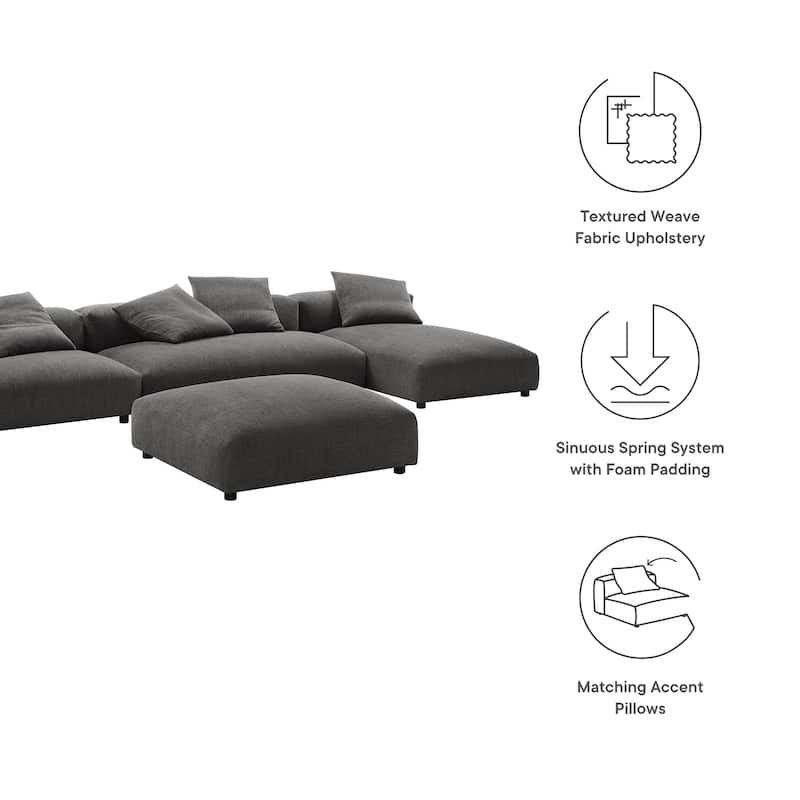 Solace 4-Piece Modular Upholstered Fabric Sectional Sofa