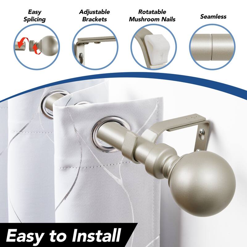 Deconovo 1 Inch Window Curtain Rod