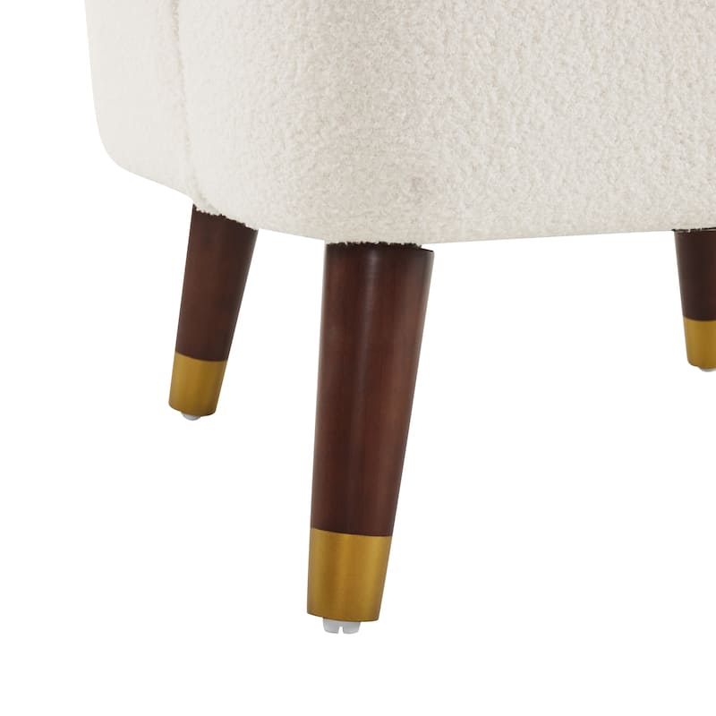 Velvet Barrel Accent Chair with Rubberwood Legs