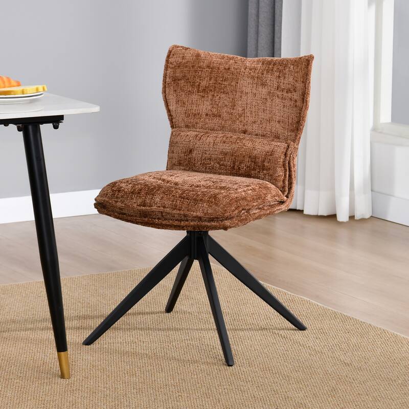 Modern Upholstered Swivel Dining Chairs Accent Side Chairs with Metal Legs - Single - Orange