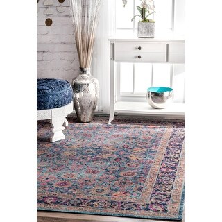 Traditional Lily Floral Area Rug