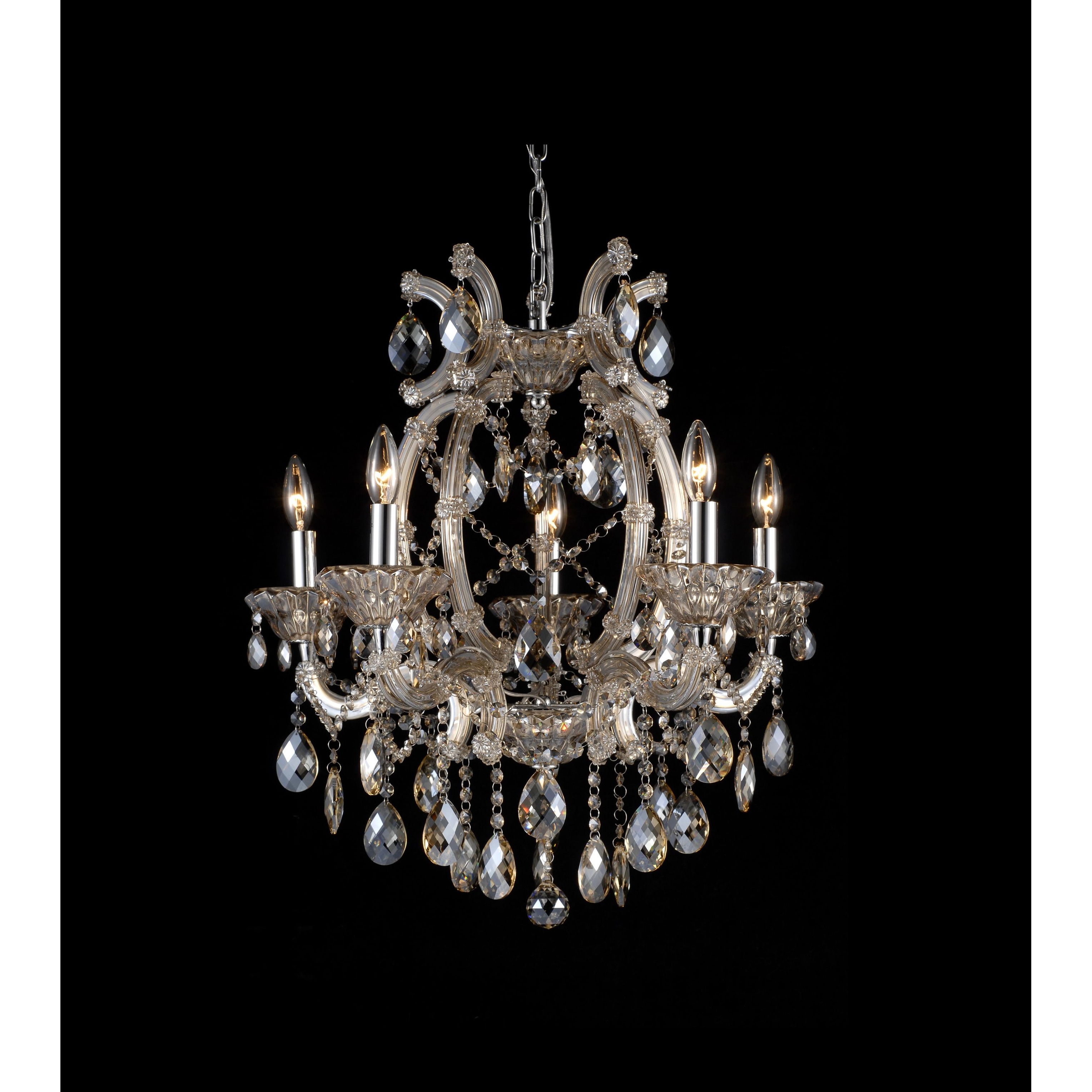 5-Light Gold Chandelier With Champagne Crystals