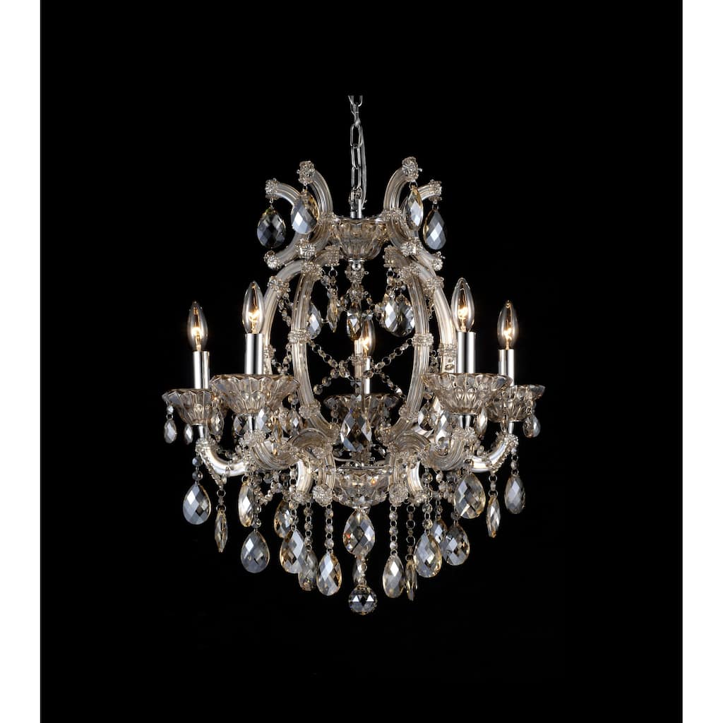 5-Light Gold Chandelier With Champagne Crystals