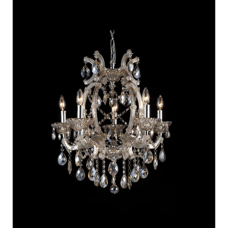 5-Light Gold Chandelier With Champagne Crystals