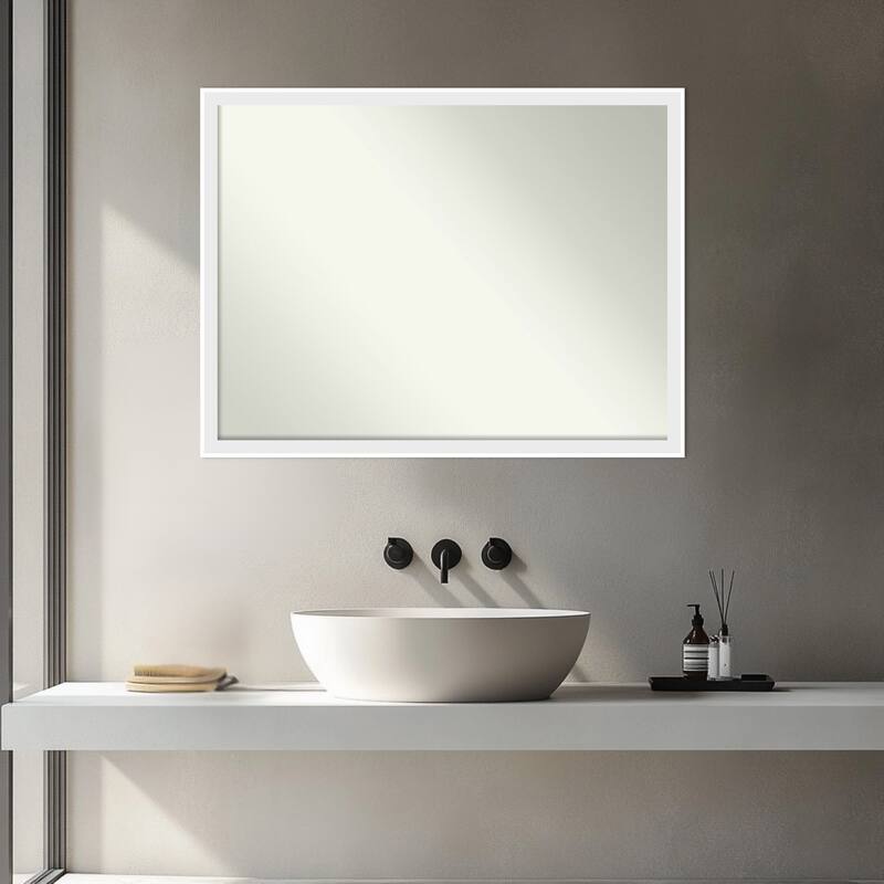 Incline Non-Beveled Wood Framed Bathroom Vanity Wall Mirror