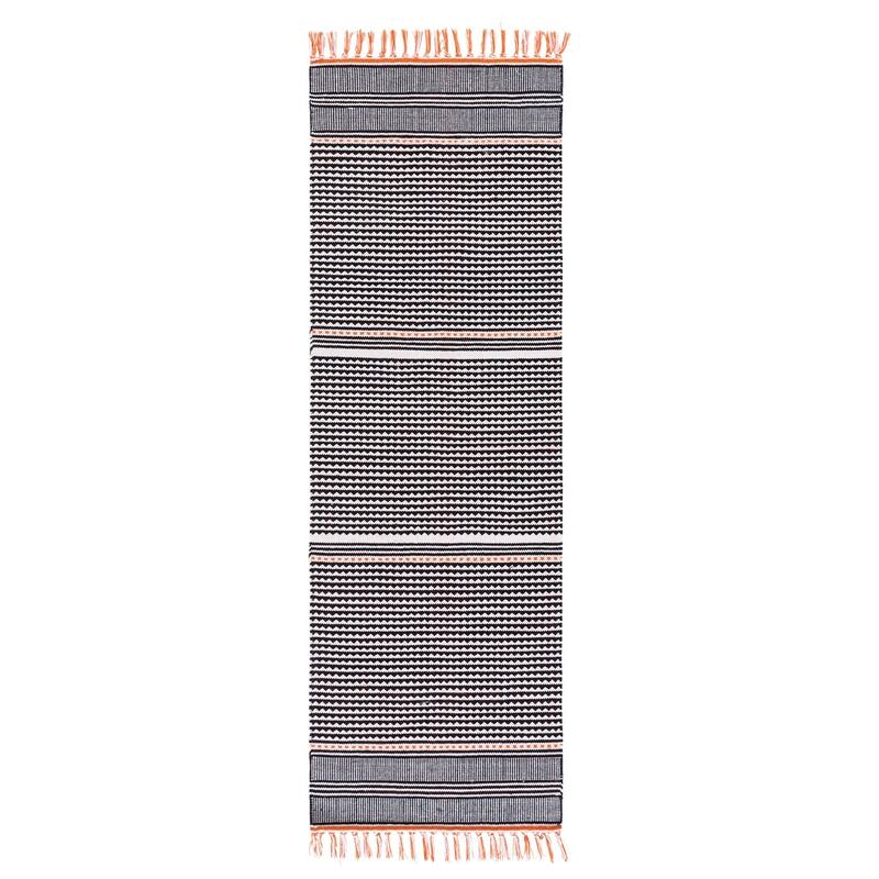 SAFAVIEH, Handmade Flatweave Montauk Susse Casual Cotton Rug - 2'3" x 7' Runner - Orange/Multi