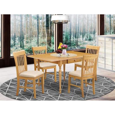 5-Piece Natural Oak Finish Solid Wood Top - Rectangular Dining Room Set (Seats 4)