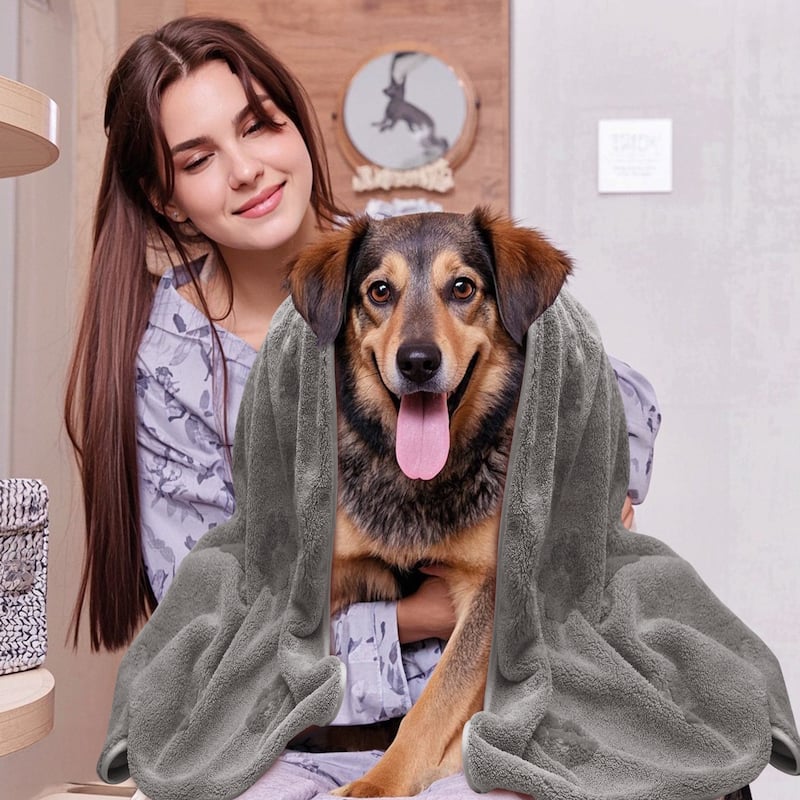 2 Pack X-Large Dog Paw Bath Towels 27.5"x40", Super Absorbent and Soft Pet Grooming Towel
