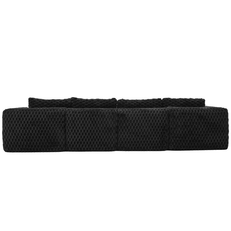 GDFStudio - 135" 6-Seat Modular Bubble Velvet Boneless Sectional Sofa