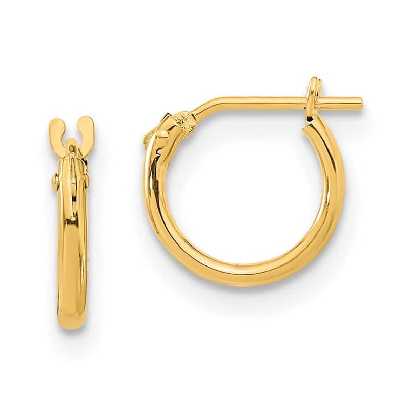 Curata 14k Yellow Gold Girls Small 1.25x9mm Hoop Earrings