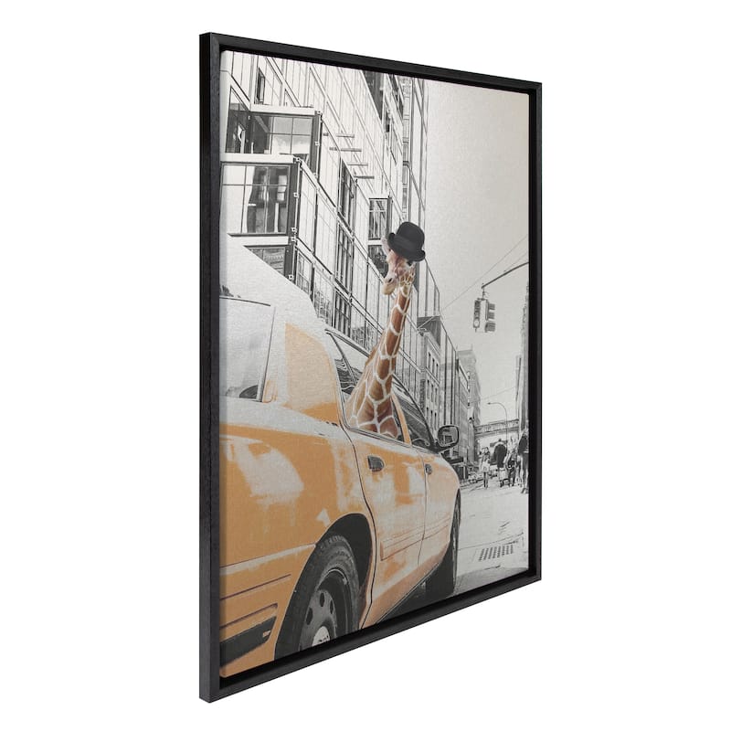 Kate and Laurel Sylvie Giraffe in New York Canvas by July Art Prints