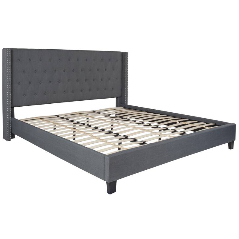 Tufted Upholstered Nailhead Trim Platform Bed
