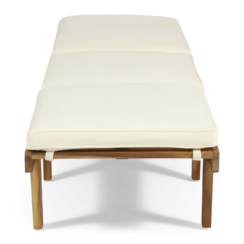 Ariana Acacia Wood Outdoor Chaise Lounge with Cushion by Christopher Knight Home - N/A