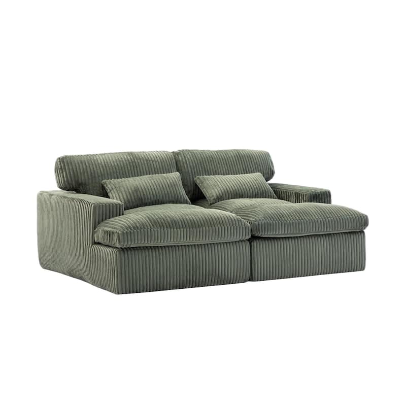 Double Chaise Lounge Chair Indoor,Oversized Upholstered Sleeper Cloud Couch,Deep Seat Sofa Bed,Corduroy Reading Chair Required
