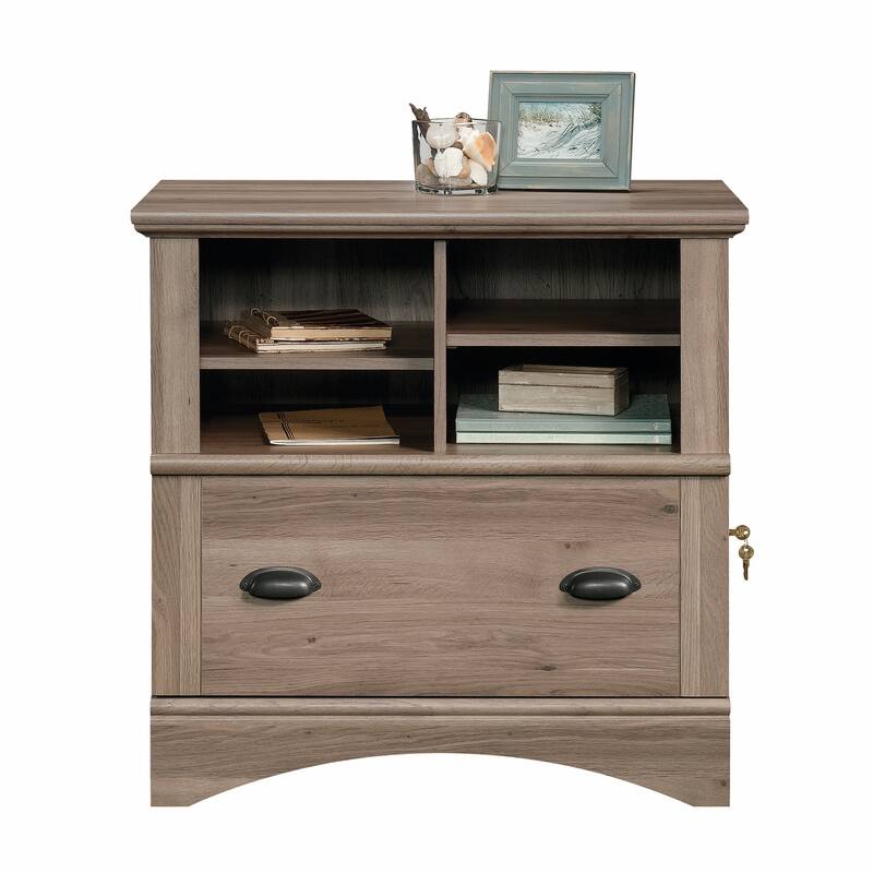 Engineered Wood Coastal Lateral File with Storage Solution, Brown - 31.97" W × 21.18" D × 31.02" H