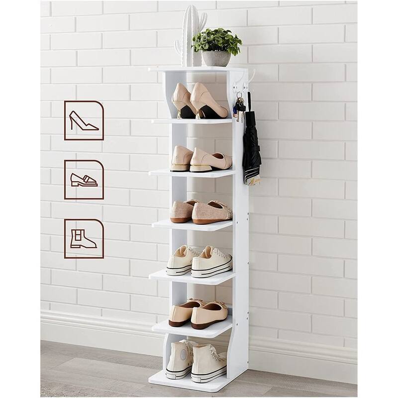 Metal Space-Saving 7-Tier Slim Shoe Storage Rack with Durable Shelves - 11.8”D x 10.4”W x 43.5”H