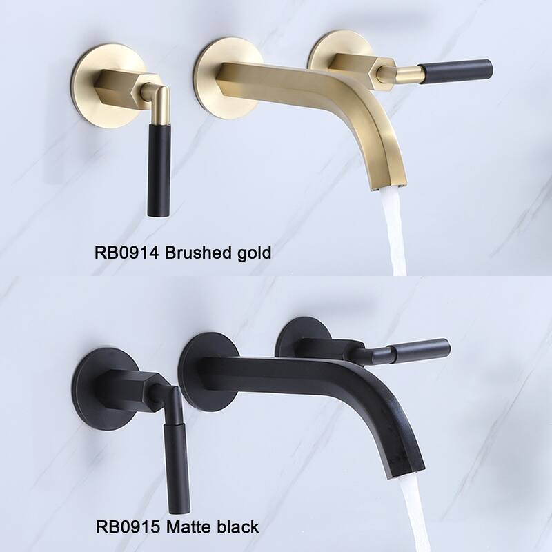 Two Handles Wall Mounted widespread Bathroom Faucet