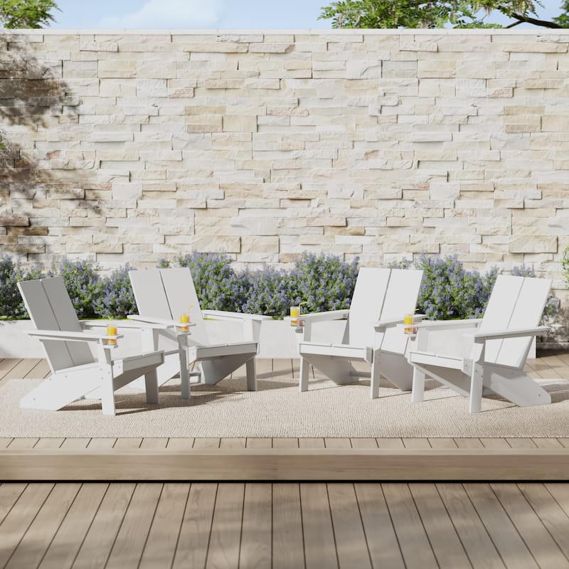 Coastin Modern Poly Adirondack Chair (Set of 4), Black